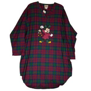 Walt Disney World Sleep Shirt Nightgown Sleepy Minnie Plaid One Size Fits All
